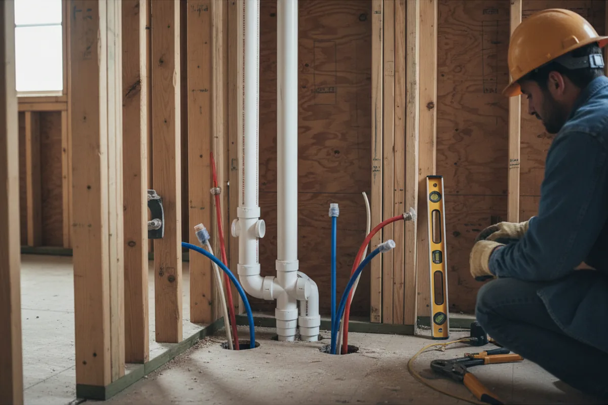 Drain and supply rough-in during Drain Cleaning in Taunton