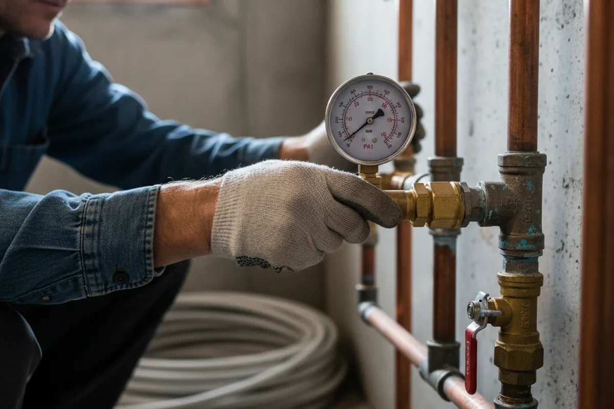 Pressure testing a repaired line during Water Line Repair in Taunton