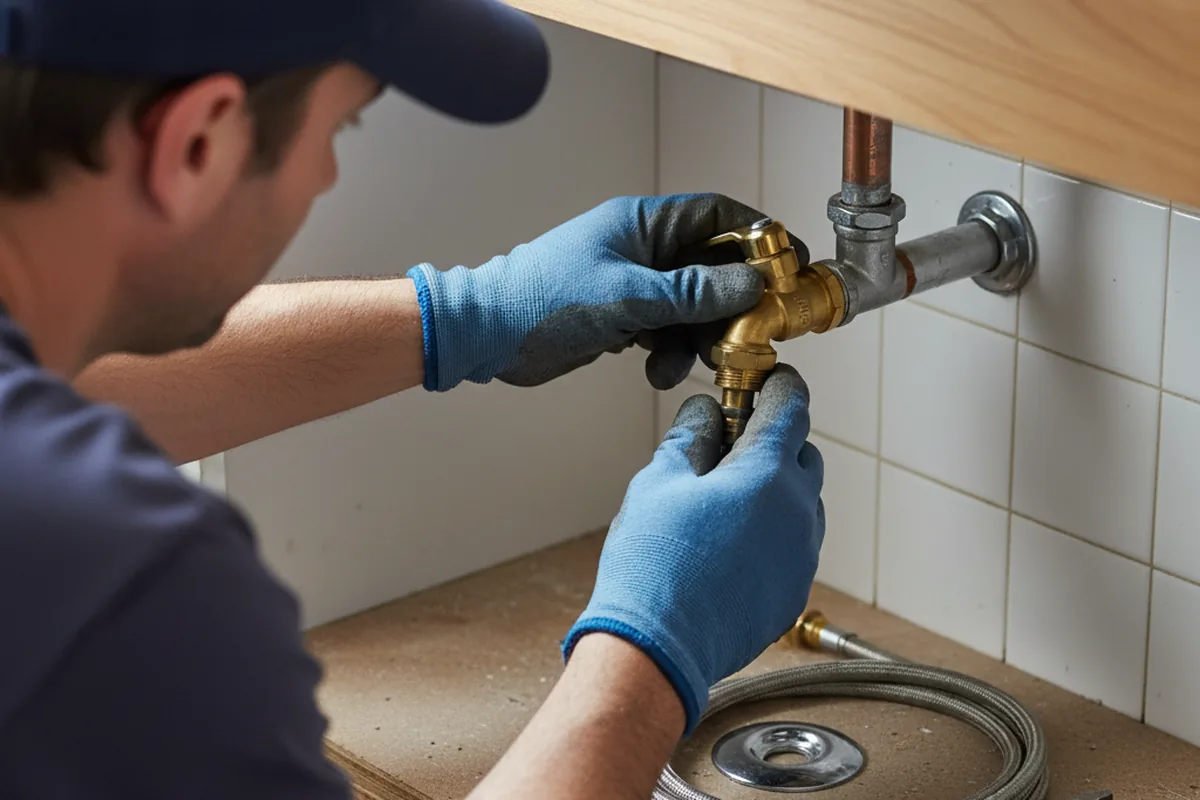 Shutoff valve and fitting work during Burst Pipe Repair in Taunton